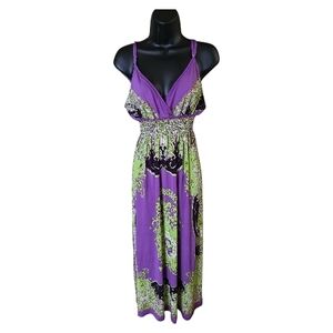 Stevies Purple and Green Maxi Dress